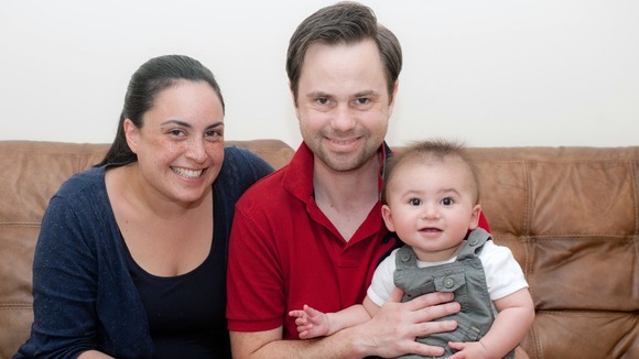 One happy family: Natalie, Kevin and Arthur Byrne smile for the camera.