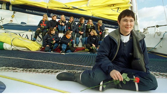 Tracy Edwards (foreground) and her all-female British crew on the Maiden.