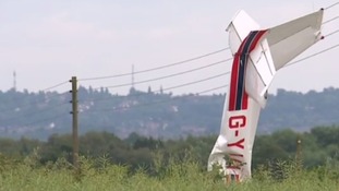 Scene of where the plane crashed close to the M1 motorway