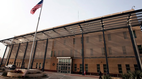 The Chancellery building inside the compound of the US embassy in Baghdad.