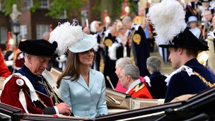 Prince Charles travels with the Duke and Duchess of Cambridge.