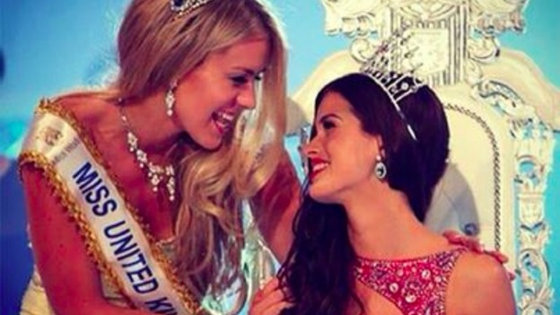 Carina Tyrrell being crowned Miss England