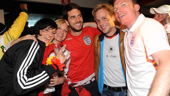 England and Germany fans at the World Cup two years ago