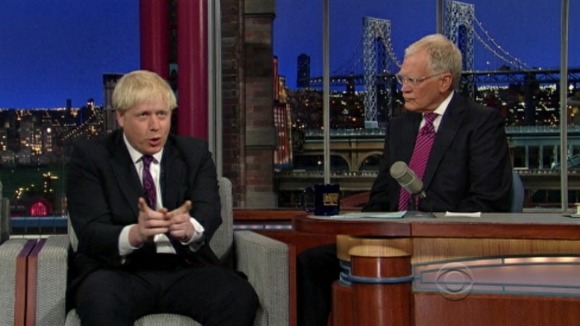 Boris Johnson appears on the Late Show with David Letterman.