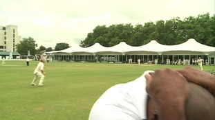 Brian Lara ducks for cover.