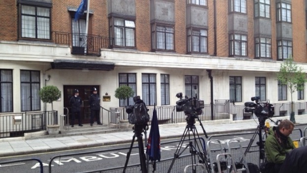 The scene outside the King Edward VII Hospital
