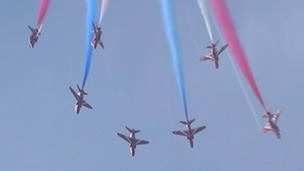 The Red Arrows take off three times a day in Lincolnshire.