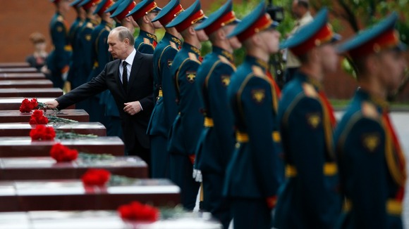 Vladimir Putin marks the anniversary of war with Nazi Germany.