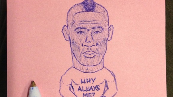 Mario Balotelli in his famous 'Why Always Me?' shirt