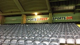 Damage to signs at the newly-named Sports Direct Arena