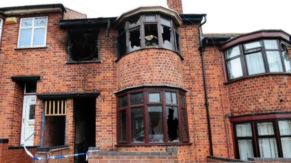 Scene of the Leicester house fire.