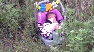The jogger took this picture on discovering baby Genesis.