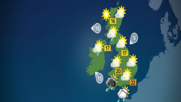 Rain will arrive from the south west later today.