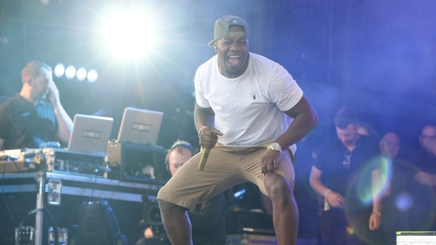 Rudimental on the Pyramid Stage before being cut short by a storm.