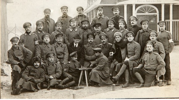 An undated photograph of a chess tournament in Cottbus, Germany.