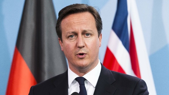 David Cameron briefed the media prior to a bilateral meeting at the chancellery in Berlin on Thursday.