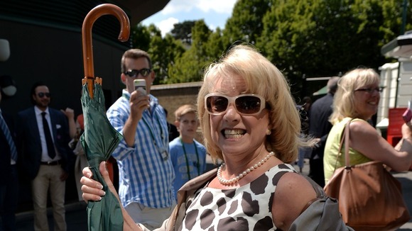 Elaine Paige has come prepared on day nine of the Wimbledon Championships.