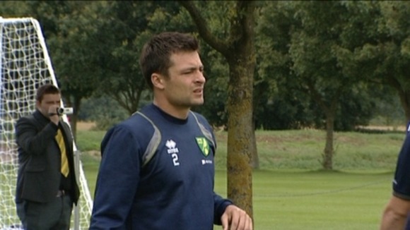 Norwich City defender Russell Martin at Colney training centre