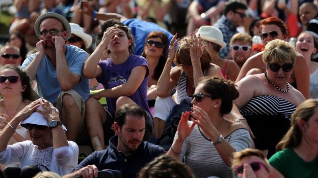 Murray fans at Wimbledon show their sheer disappointment at his loss.