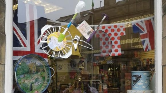 Bike made from kitchen utensils in Skipton