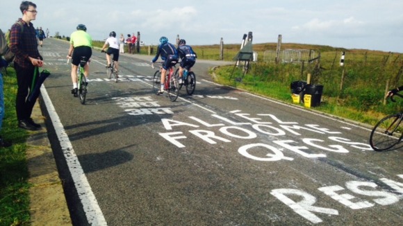 An early start for cyclist in Holme Moss, West Yorkshire.