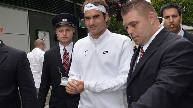 Roger Federer pictured ahead of the match today.