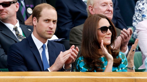 Prince William and the Duchess of Cambridge watch the match.