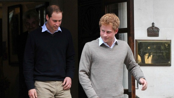 The Duke of Cambridge (left) and Prince Harry leave the King Edward VII Hospital in central London on Friday.