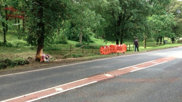Scene of the crash in Pershore this lunchtime