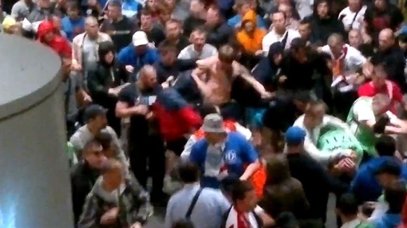 FFans kicked and punched stadium stewards on Friday night.