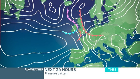 PRESSURE CHART THURSDAY: The cloud and rain lingering in the east