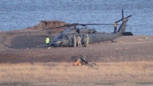 The scene of the helicopter crash at Cley.