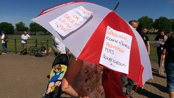 Labour councillors have joined the protests in Nottingham against perceived NHS privatisation
