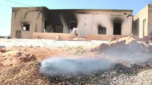A burnt out building in Syria