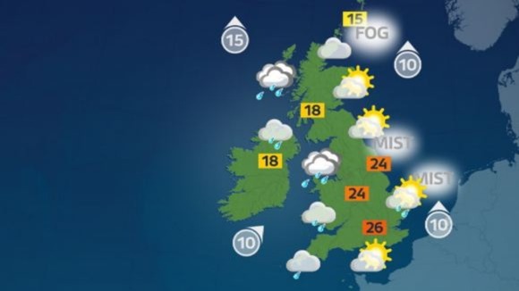 Today's top temperature will be 26C (79F).