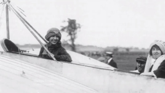 Harriet Quimby in a plane