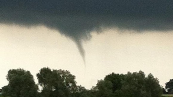 A funnel cloud pictured at Wortwell near Harleston, Norfolk