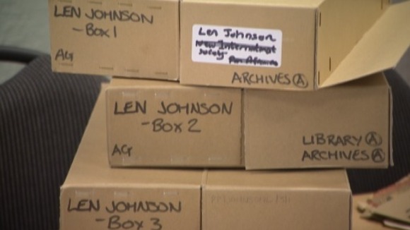 Boxes containing his life story in the Working Class Movement Library