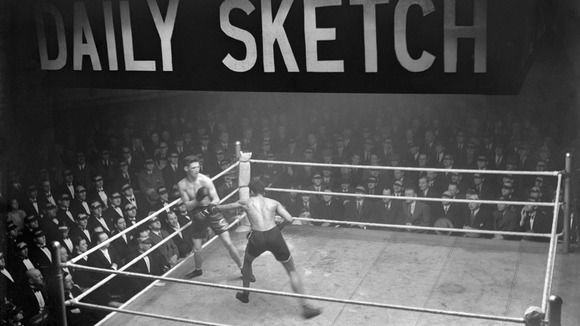 The Prince of Wales at the fight between Len Johnson and Jack Hood at the Ring, Blackfriars Road. Hood won on points in the 15th round.