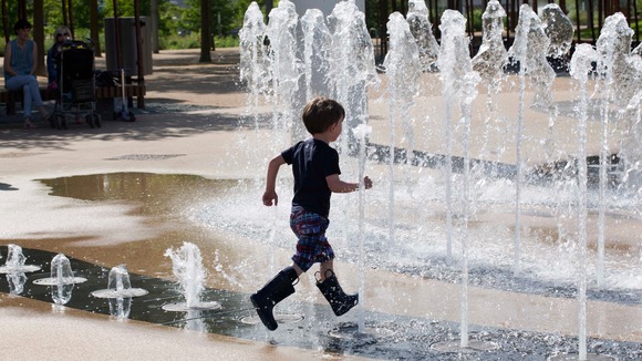 The fountains at the Queen Elizabeth Park in Stratford
