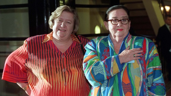 Clarissa Dickson Wright (left) with Two Fat Ladies co-star Jennifer Paterson