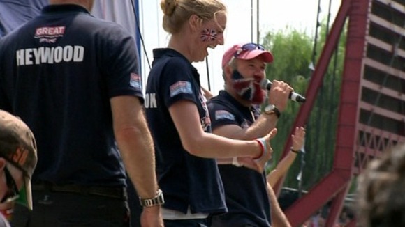 Lucie gave a 'thumbs-up' as she arrived back in Britain