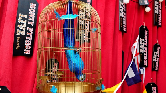 A model of a dead parrot at the first night performance Monty Python Live (Mostly).