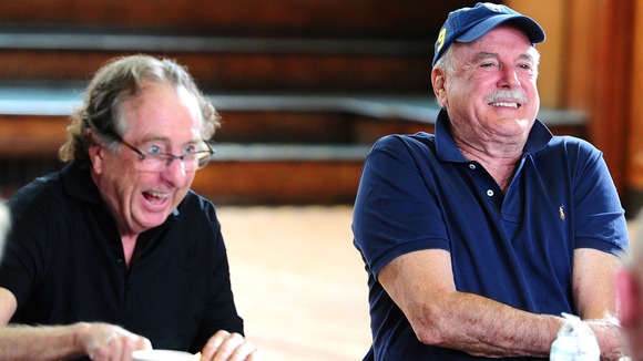 Eric Idle and John Cleese on the first day of rehearsals in London.