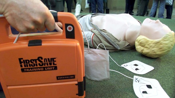 Defibrillators are used to help restart someones heart if they are having a cardiac arrest