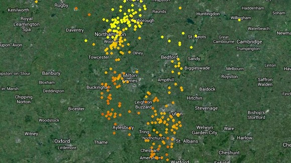 Lightning strikes between 8am and 10am on Friday 18 July 2014
