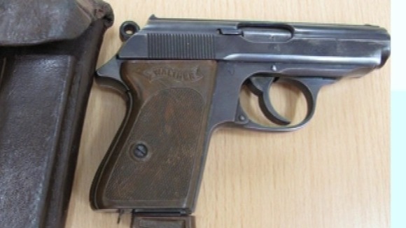 The Walther PPK gun from the Second World War found in the home of Jonathan Farmer