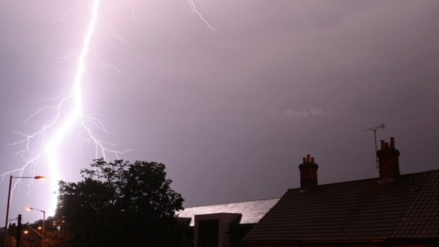 Jamie Bellinger captured an image of a lightning strike in Chippenham, Wiltshere.