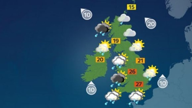 Severe weather is expected to move northwards across many parts.
