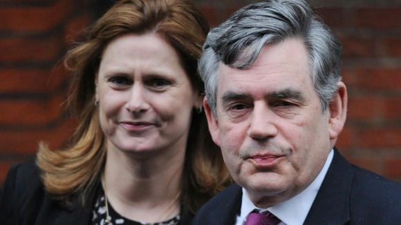 Former Prime Minister Gordon Brown and his wife Sarah arrive at the Royal Courts of Justice, London, to attend the Leveson Inquiry.